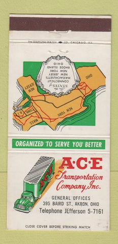 Matchbook Cover - Ace Trucking Transport Akron OH 30 Strike
