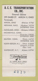 Matchbook Cover - Ace Trucking Transport Akron OH 30 Strike