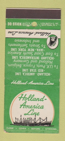 Matchbook Cover - Holland America Line Freight 30 Stick