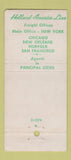 Matchbook Cover - Holland America Line Freight 30 Stick