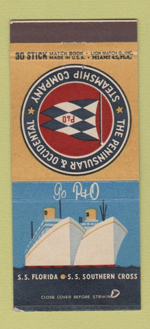 Matchbook Cover - Peninsular Occidental Steamship Miami FL 30 Stick