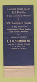 Matchbook Cover - Peninsular Occidental Steamship Miami FL 30 Stick