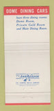 Matchbook Cover - Union Pacific Railroad Dome Dining Cars 30 Strike