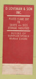 Matchbook Cover - Loveman Son Iron Steel Bedford Heights OH WEAR 30 Stick
