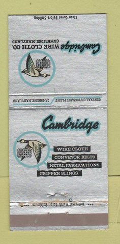 Matchbook Cover - Cambridge Wire Cloth Cambridge MD 30 Strike