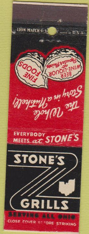 Matchbook Cover - Stone's Grills OH chain