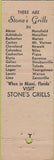 Matchbook Cover - Stone's Grills OH chain