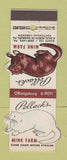 Matchbook Cover - Pollack's Mink Farm Deer Lake PA Contour