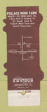 Matchbook Cover - Pollack's Mink Farm Deer Lake PA Contour