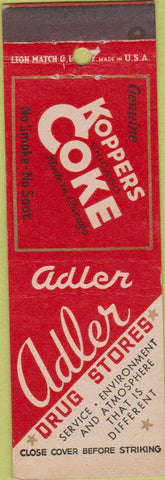 Matchbook Cover - Koppers Coal Coke Adler Drugs Chicago IL