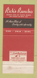 Matchbook Cover - Rick's Rancho Motor Hotel Santa Maria CA 30 Strike