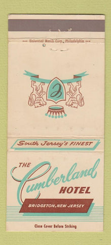 Matchbook Cover - Cumberland Hotel Bridgeton NJ 30 Strike