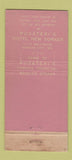 Matchbook Cover - New Yorker Pusateri's Hotel Kansas City MO 21 Strike Feature
