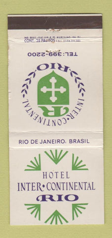 Matchbook Cover - Hotel Inter Continental Rio De Janeiro Brazil 30 Strike
