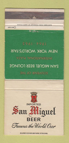 Matchbook Cover - San Miguel Beer 1964 New York World's Fair WEAR 30 Strike