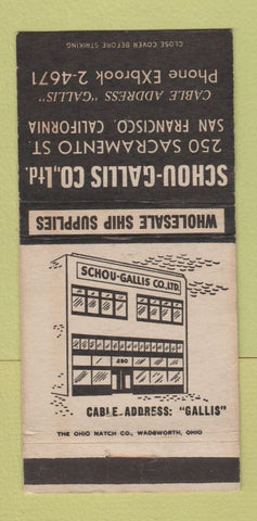 Matchbook Cover - Schou Gallis Ship Supply San Francisco CA WEAR 30 Strike