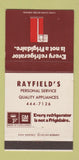 Matchbook Cover - Frigidaire GM Rayfield's Appliances 30 Strike