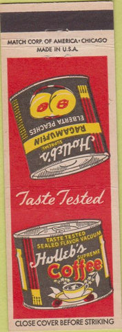 Matchbook Cover - Holleb's Coffee Peaches canned