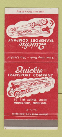Matchbook Cover - Quickie Transport Trucking Minneapolis MN 30 Strike