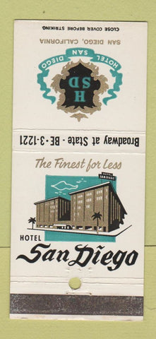 Matchbook Cover - Hotel San Diego CA 30 Stick