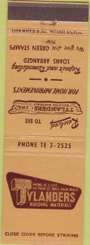 Matchbook Cover - Tylanders S and H Green Stamps West Palm Beach