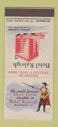 Matchbook Cover - Hotel Raleigh Richmond VA 21 Strike Feature