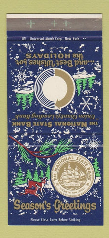 Matchbook Cover - National State Bank Elizabeth NJ Christmas 30 Strike
