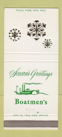 Matchbook Cover - Boatmen's Bank St Louis MO Christmas 30 Strike