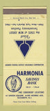 Matchbook Cover - Harmonia Savings Bank Elizabeth NJ 1964 World's Fair 30 Strike