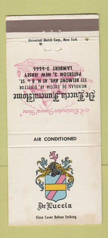 Matchbook Cover - DeLuccia Funeral Home Paterson NJ WEAR 30 Strike