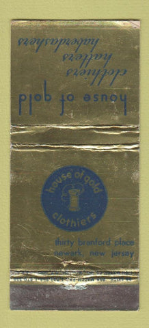 Matchbook Cover - House of Gold Clothes Newark NJ WEAR 30 Stick