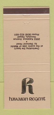 Matchbook Cover - Hawaiian Regent Hotel Honolulu Hawaii 30 Strike