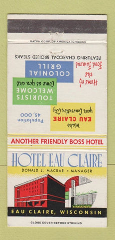 Matchbook Cover - Hotel Eau Claire WI 30 Strike