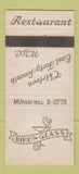 Matchbook Cover - Bird n Glass New York City Restaurant 21 Strike Feature