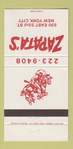 Matchbook Cover - Zapata's New York City WEAR 30 Strike