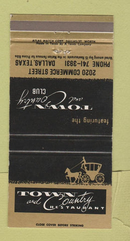 Matchbook Cover - Town and Country Club Dallas TX 30 Strike