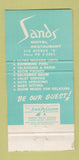 Matchbook Cover - Sands Motel Restaurant Lubbock TX 30 Strike