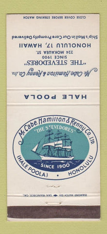 Matchbook Cover McCabe Hamilton Renny Stevedores Honolulu Hawaii WEAR 30 Strike