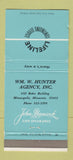 Matchbook Cover - John Hancock Wm Hunter Insurance Minneapolis MN WEAR 30 Strike