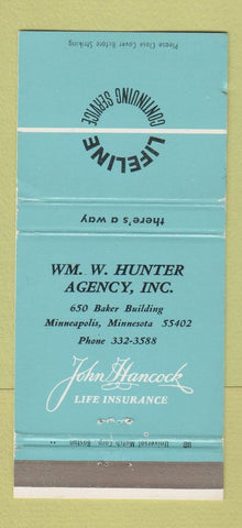 Matchbook Cover - John Hancock Wm Hunter Insurance Minneapolis MN WEAR 30 Strike