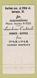 Matchbook Cover - Escape Berwyn IL restaurant 30 Strike