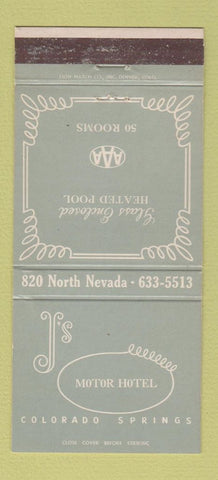Matchbook Cover - J's Motor Hotel Colorado Springs 30 Strike