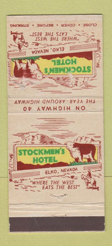 Matchbook Cover - Stockmen's Hotel Elko NV 30 Stick