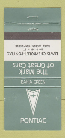 Matchbook Cover - Chevrolet Pontiac Sweetwater TN Bahia Green 30 Strike