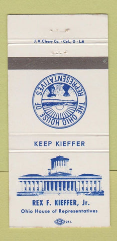 Matchbook Cover - Rex Kieffer Ohio House of Representatives OH 30 Strike