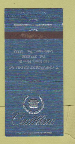 Matchbook Cover - K Chevrolet Cadillac Lehighton PA 30 Strike