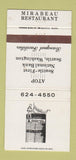 Matchbook Cover - Mirabeau Restaurant Seattle WA 30 Strike