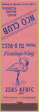 Matchbook Cover - NCO Club Miad Miami FL WEAR military