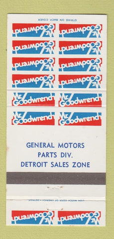 Matchbook Cover - Mr Goodrich GM Motors Parts Detroit Division MI 30 Strike