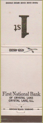 Matchbook Cover - 1st National Bank Crystal Lake IL WEAR
